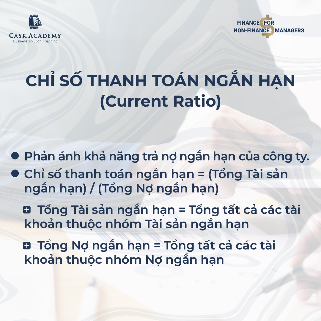 Chỉ số thanh toán ngắn hạn từ Balance Sheet